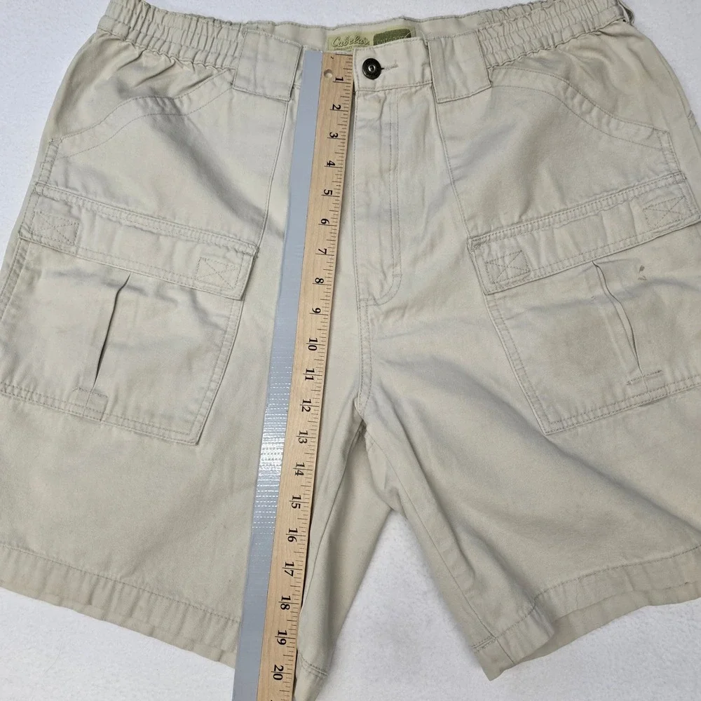 Cabelas Outdoors Mens 38 Cargo Shorts Tan Khaki Elastic Waist Utility Hiking